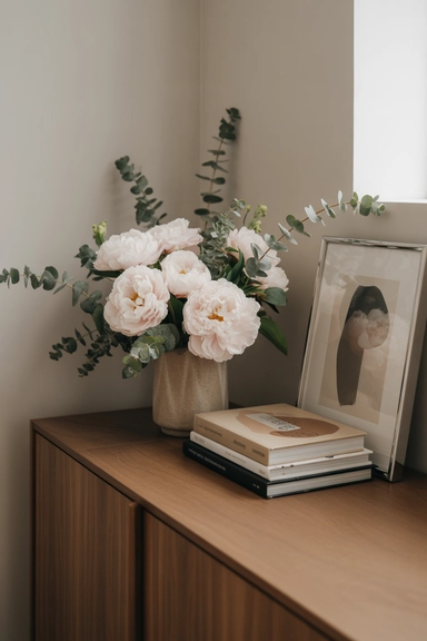 Flower Styling on Consoles for Visual Balance