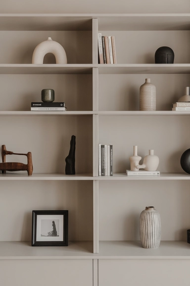 Shelf Styling With Vertical Vase Placement