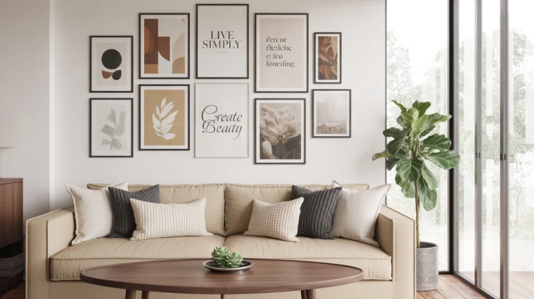 Living room poster wall decor ideas