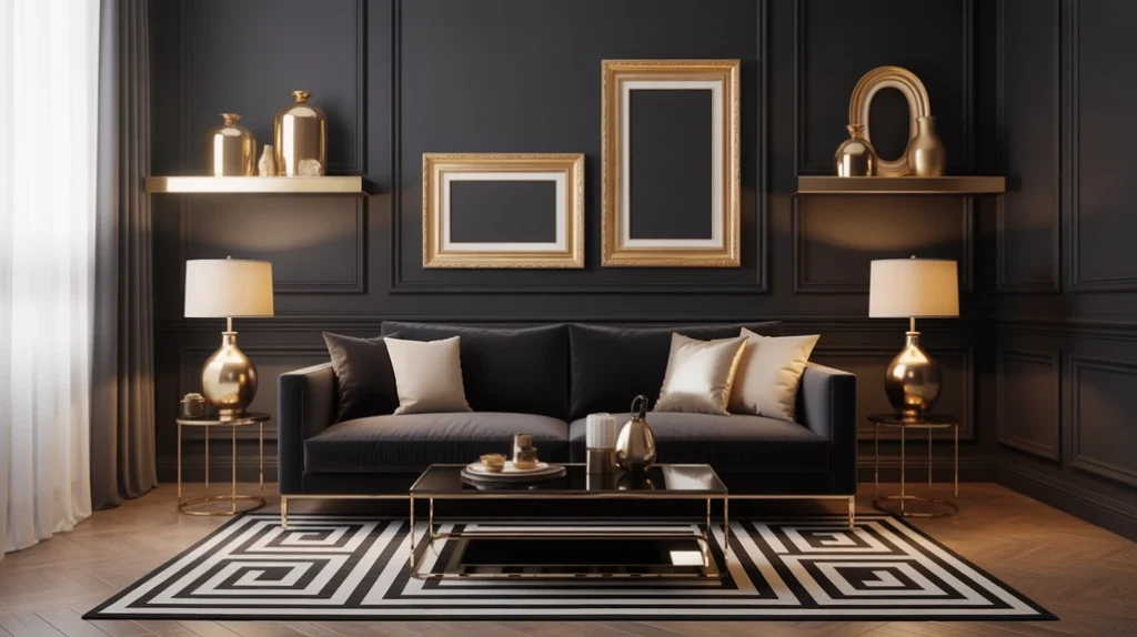 black and gold living room decor ideas