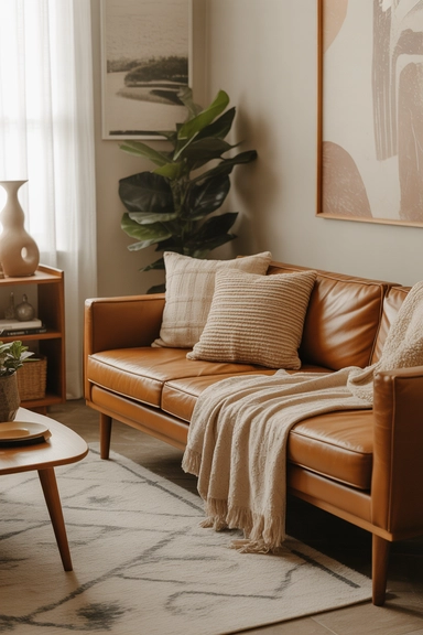 cozy mid-century modern living room