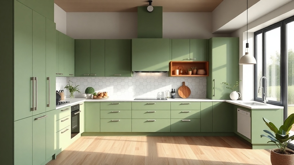 Modern green kitchen cabinets