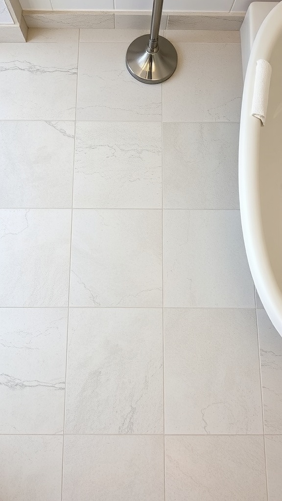 Natural stone tiles in a modern farmhouse bathroom