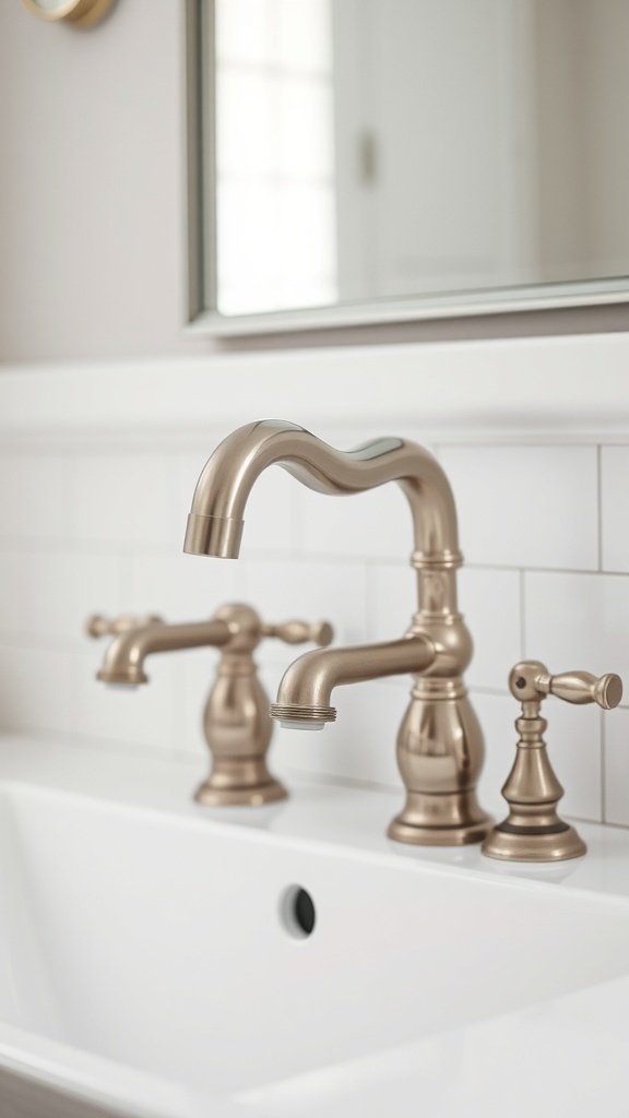 Vintage-style bathroom faucet with a modern sink and mirror