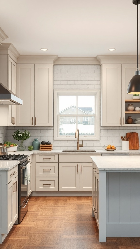 Modern farmhouse kitchen with integrated technology features, including smart appliances and stylish decor.