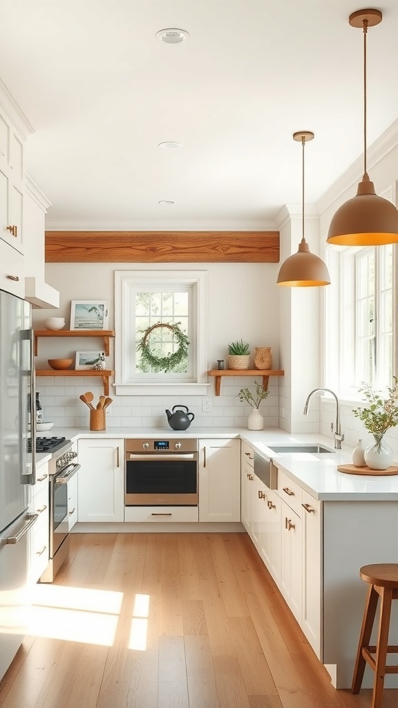 Bright modern farmhouse kitchen with natural light and open spaces