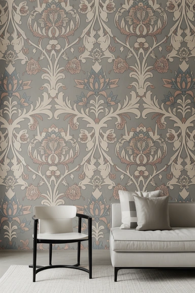 Use Large-Scale Indian Motif Wallpapers