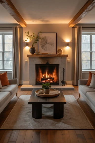 Letting a Fireplace Naturally Define the Center of the Room