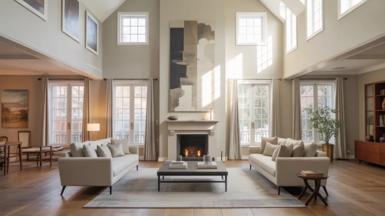 vaulted ceiling living room wall decor ideas